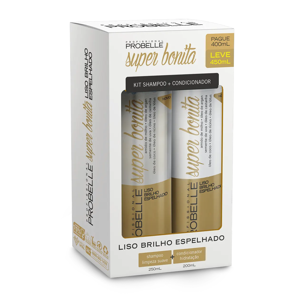 LISO BRILLO ESPEJADO – KIT SHAMPOO Y ACONDICIONADOR 250ML + 200ML